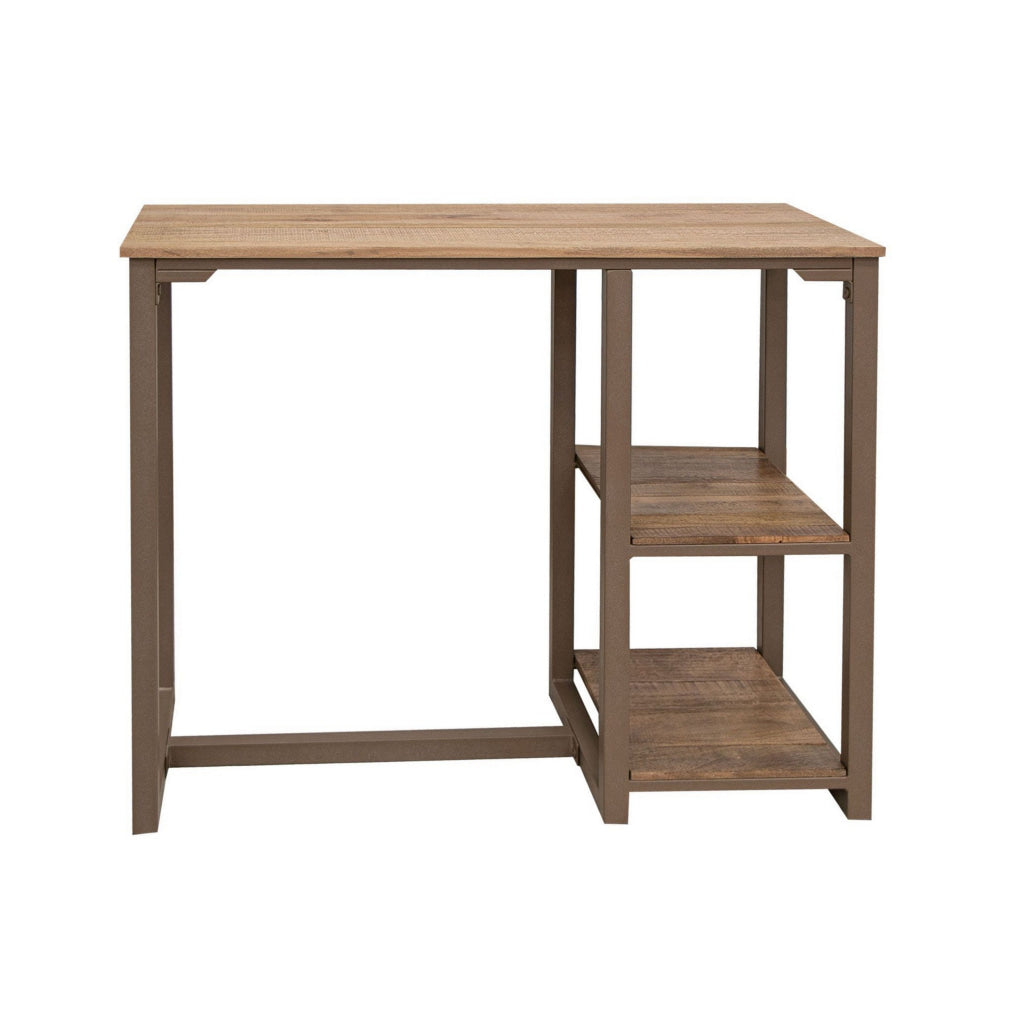 Asic 43 Inch Counter Height Breakfast Table Shelves Solid Brown Wood By Casagear Home BM312208