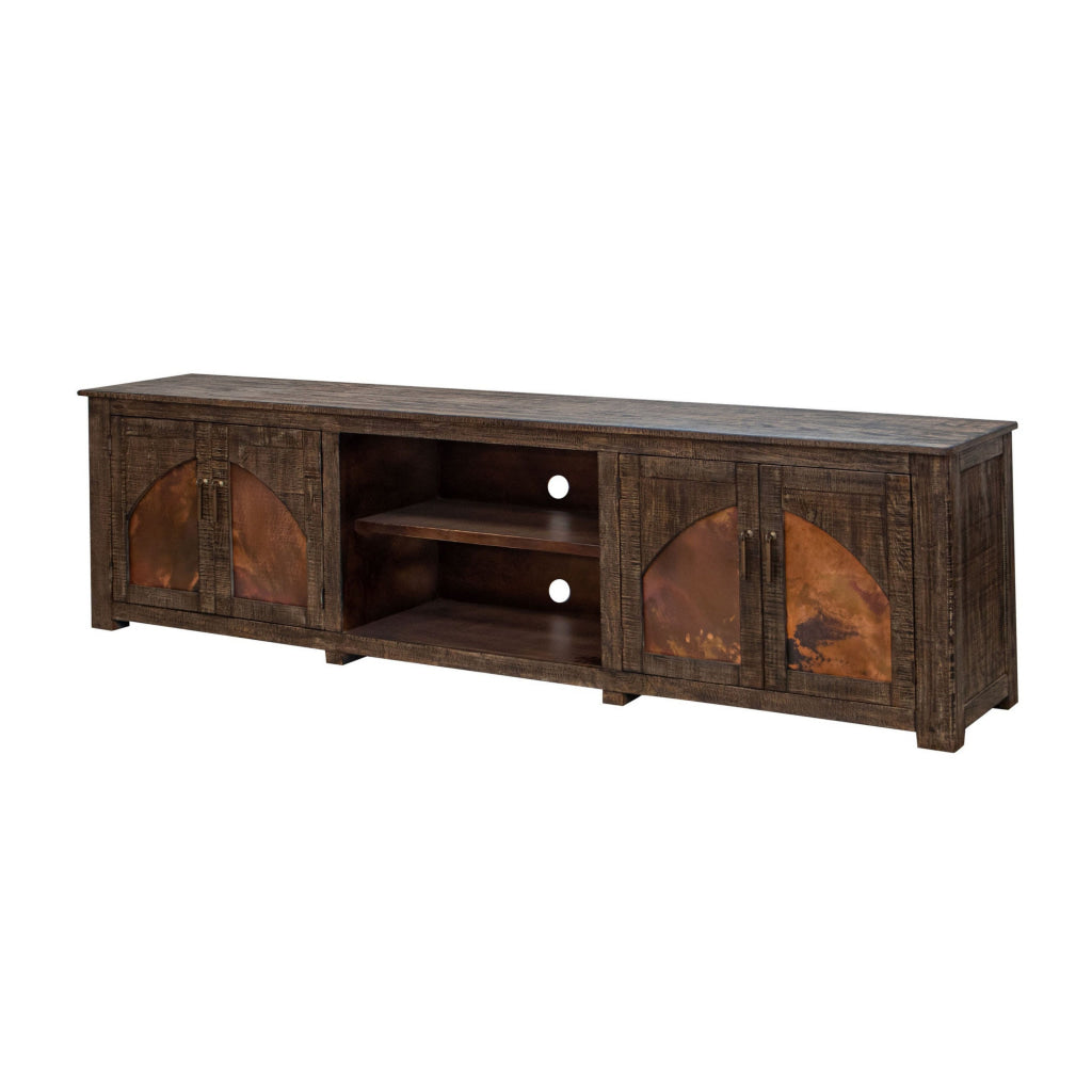 Berry 93 Inch TV Media Entertainment Console 4 Doors 3 Shelves Brown By Casagear Home BM312209