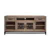 Piel 70 Inch TV Media Entertainment Console 2 Glass Doors Beige Pine Wood By Casagear Home BM312210