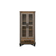 Pola 70 Inch Tall Cabinet 1 Drawer 2 Glass Doors Solid Rustic Brown Wood By Casagear Home BM312211