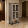 Pola 70 Inch Tall Cabinet 1 Drawer 2 Glass Doors Solid Rustic Brown Wood By Casagear Home BM312211