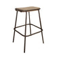 Umey 24 Inch Counter Stool Footrest Metal Frame Solid Brown Mango Wood By Casagear Home BM312217