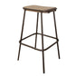 Umey 30 Inch Barstool, Footrest, Metal Frame, Solid Brown Mango Wood Top By Casagear Home