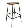 Umey 30 Inch Barstool, Footrest, Metal Frame, Solid Brown Mango Wood Top By Casagear Home