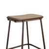 Umey 30 Inch Barstool, Footrest, Metal Frame, Solid Brown Mango Wood Top By Casagear Home