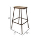 Umey 30 Inch Barstool, Footrest, Metal Frame, Solid Brown Mango Wood Top By Casagear Home