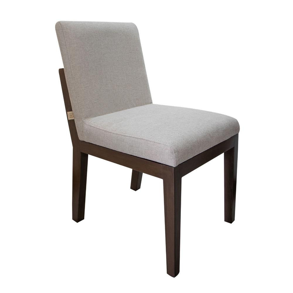 Umey 23 Inch Side Dining Chair Set of 2 Beige Fabric Brown Solid Wood By Casagear Home BM312219