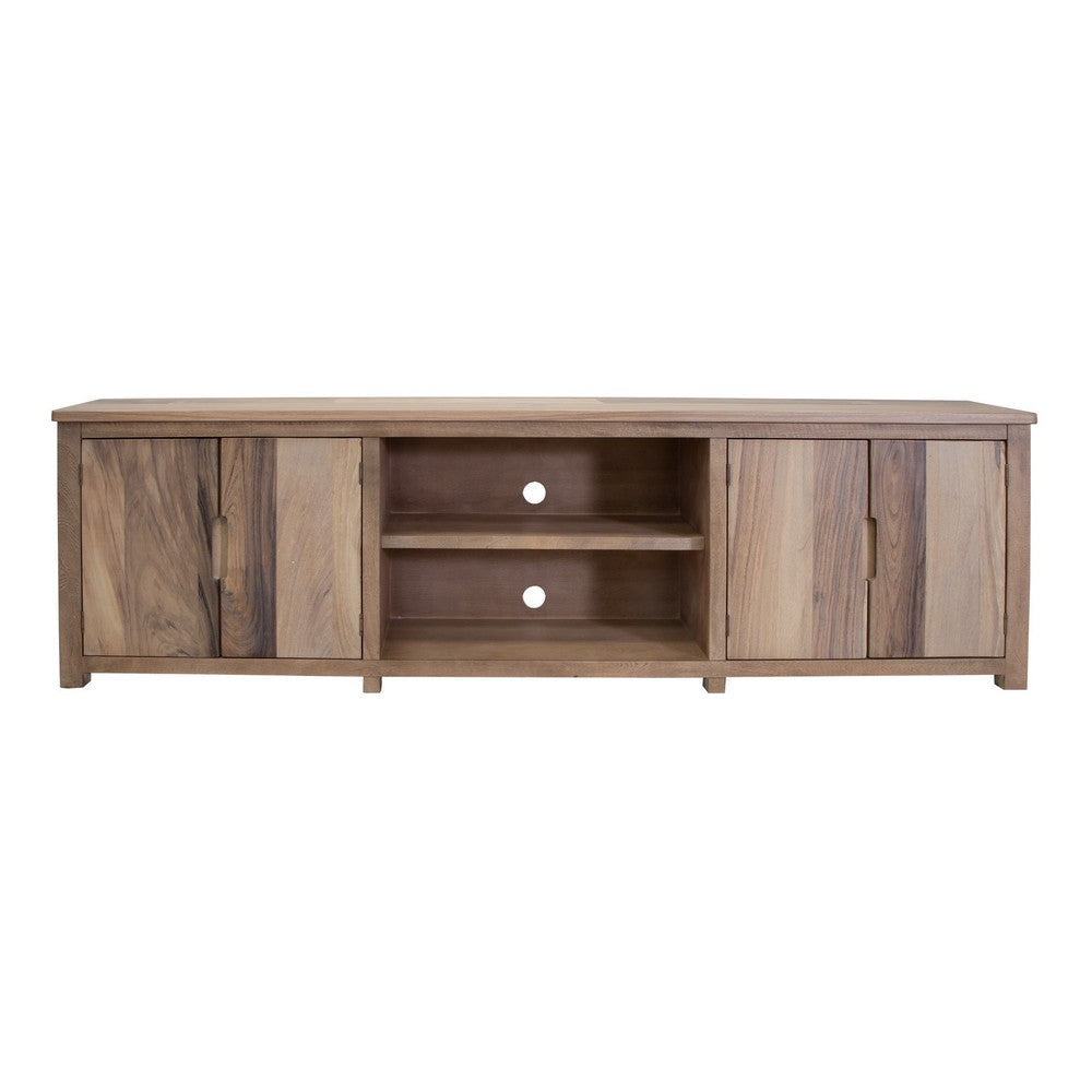 Umey 93 Inch TV Entertainment Console 3 Shelves 4 Doors Brown Wood By Casagear Home BM312221