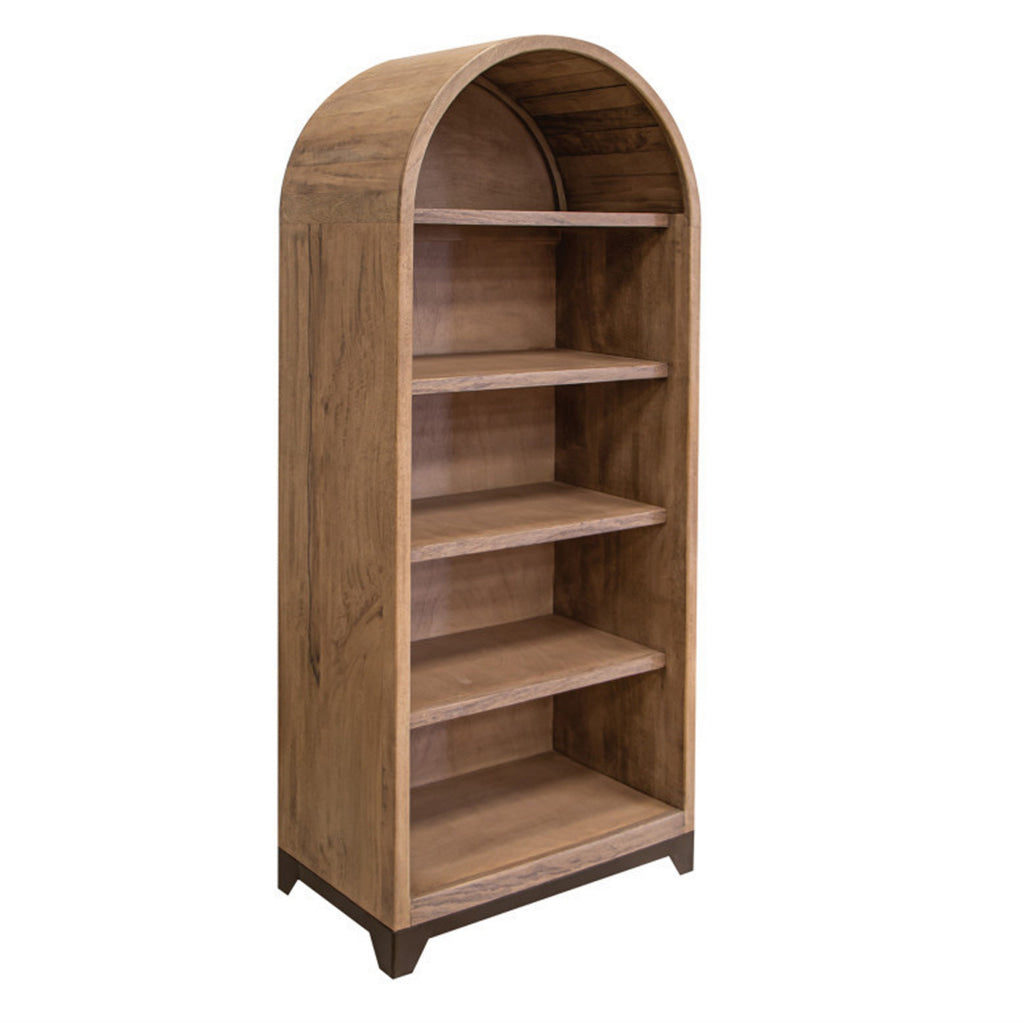 Umey 70 Inch Bookcase 5 Shelves Arched Top Solid Brown Mango Wood By Casagear Home BM312222