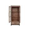 Umey 71 Inch Tall Accent Cabinet Drawer 2 Glass Doors Solid Brown Wood By Casagear Home BM312223