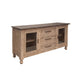 Nite 69 Inch Buffet Console Cabinet, Glass Doors Metal Handles, Taupe Brown By Casagear Home