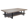 67 Inch Cocktail Coffee Table Lower Shelf Metal Frame Solid Mango Wood By Casagear Home BM312228