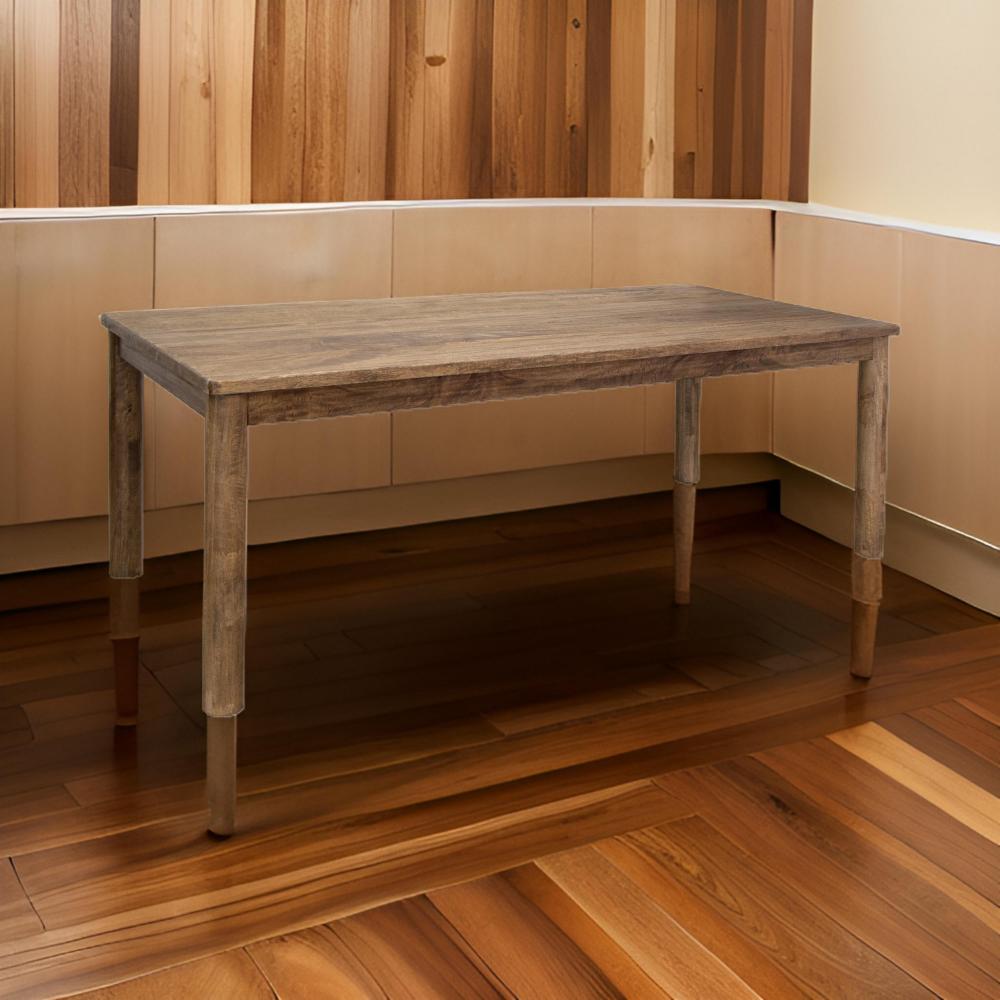 Olum 87 Inch Dining Table, Rectangular, Solid Mango Wood, Towny Brown By Casagear Home