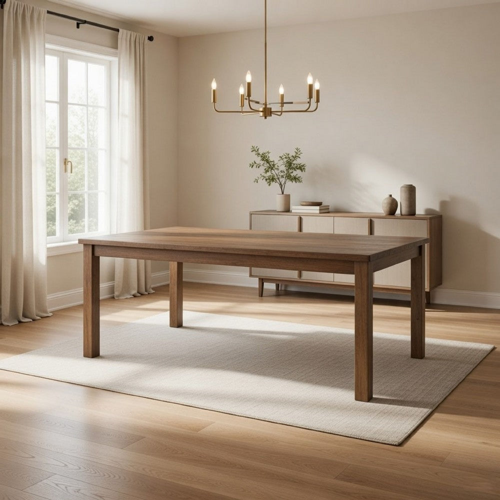 Olum 87 Inch Dining Table, Rectangular, Solid Mango Wood, Towny Brown By Casagear Home
