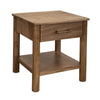 Olum 26 Inch Chairside Table Drawer Lower Shelf Square Top Wood Brown By Casagear Home BM312231