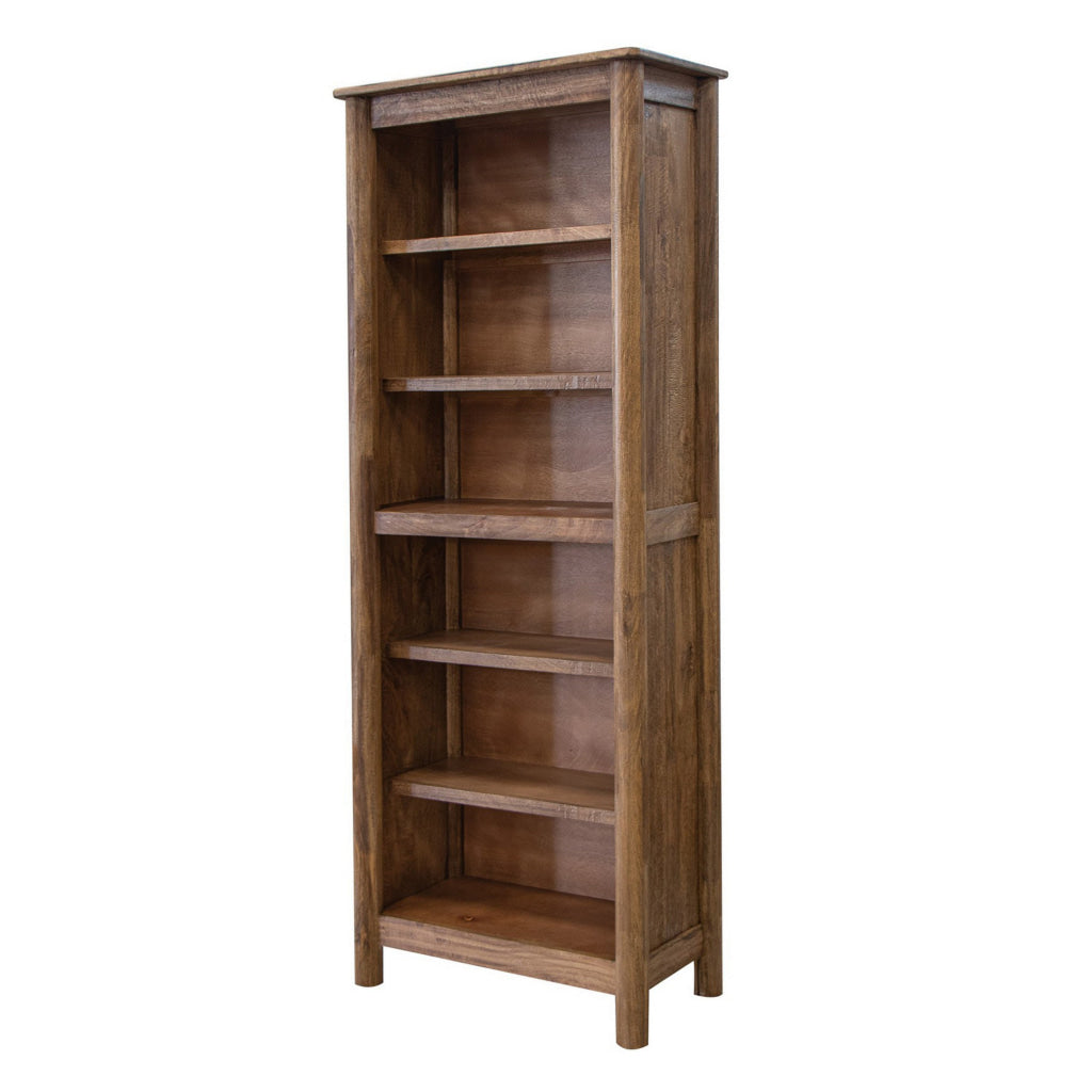 Olum 79 Inch Tall Bookcase 6 Open Shelves Solid Mango Wood Frame Brown By Casagear Home BM312235