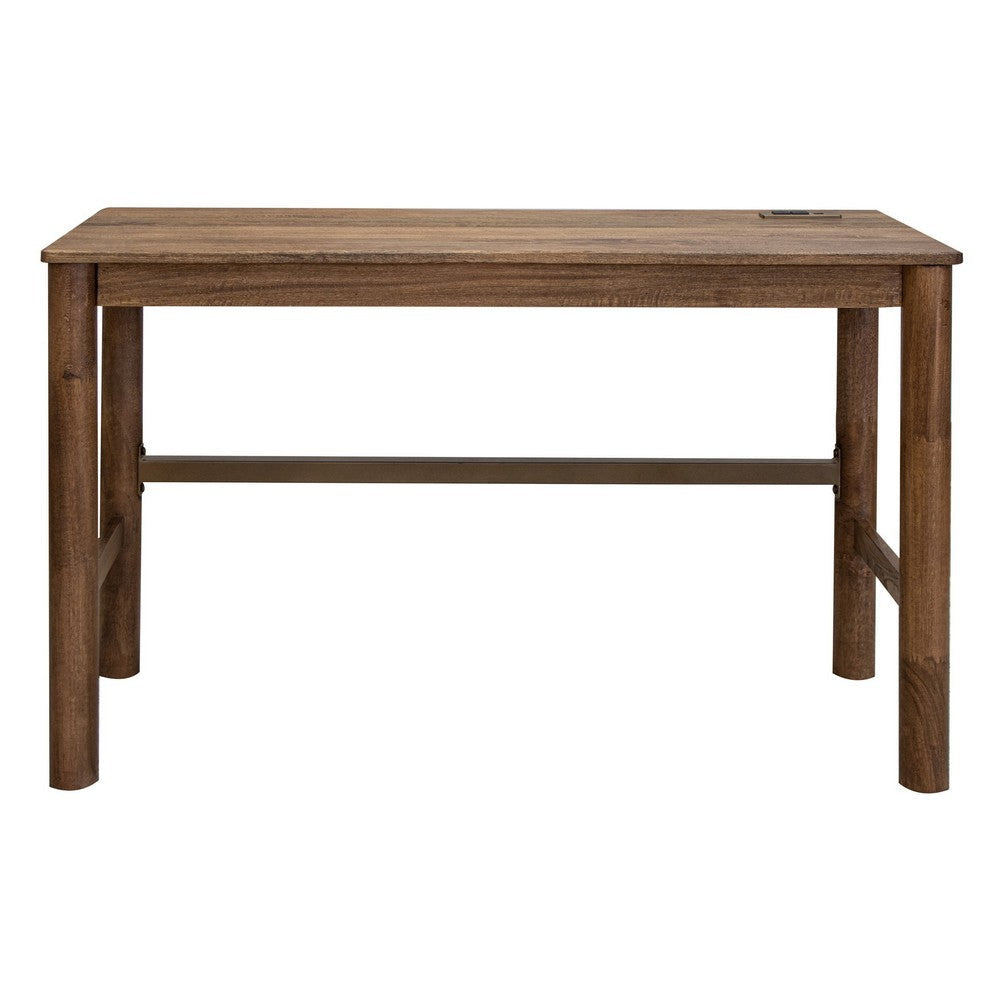 Olum 51 Inch Desk Rectangular Top Solid Mango Wood Frame Towny Brown By Casagear Home BM312236
