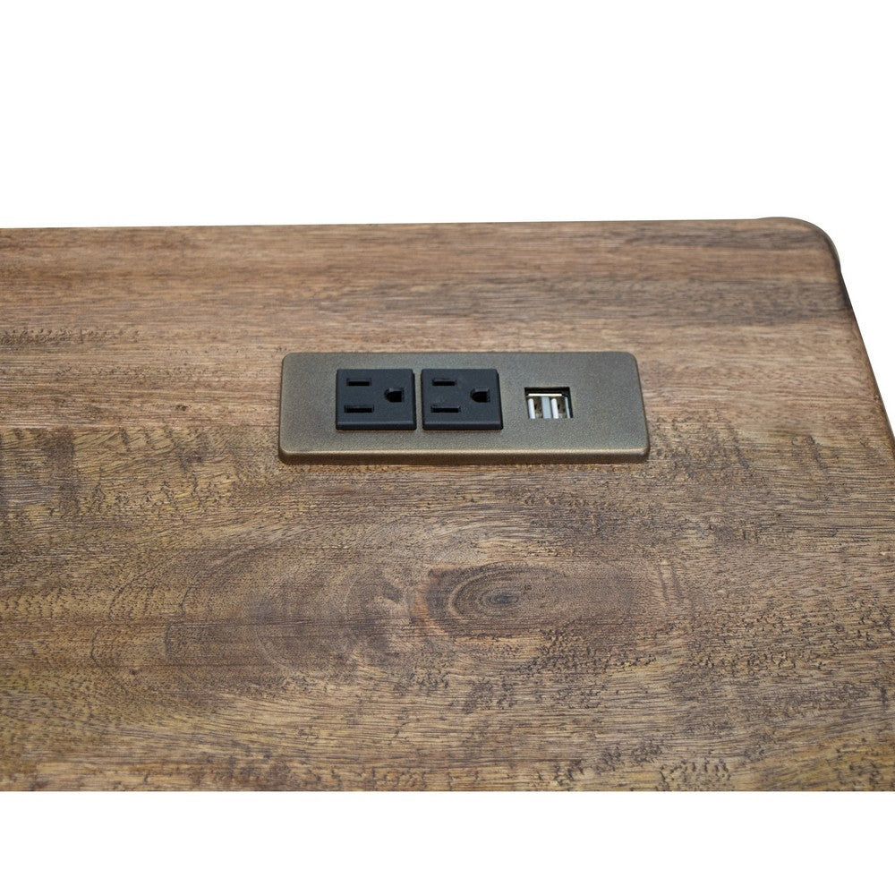 Olum 51 Inch Desk Rectangular Top Solid Mango Wood Frame Towny Brown By Casagear Home BM312236