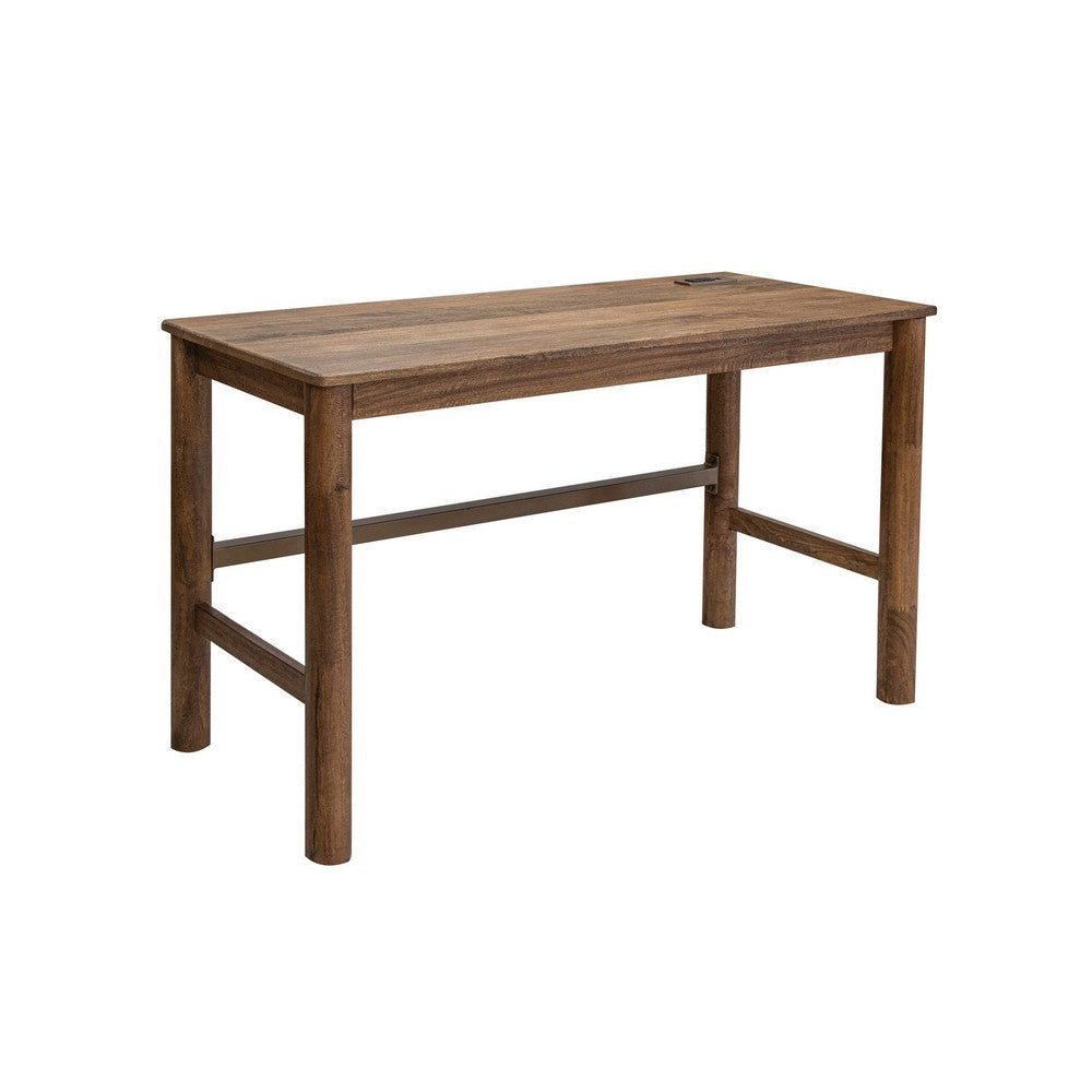 Olum 51 Inch Desk Rectangular Top Solid Mango Wood Frame Towny Brown By Casagear Home BM312236