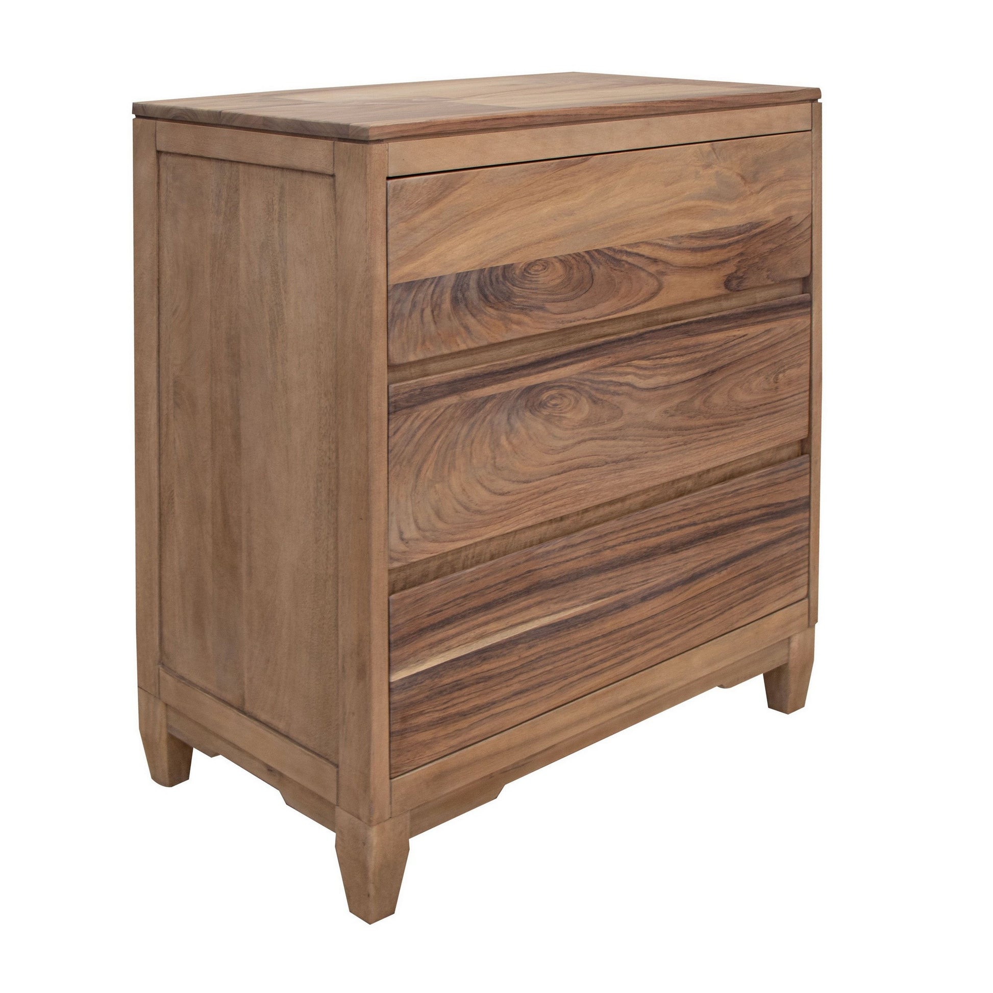 Neuv 42 Inch Tall Dresser Chest 3 Drawers Natural Brown Solid Mango Wood By Casagear Home BM312237