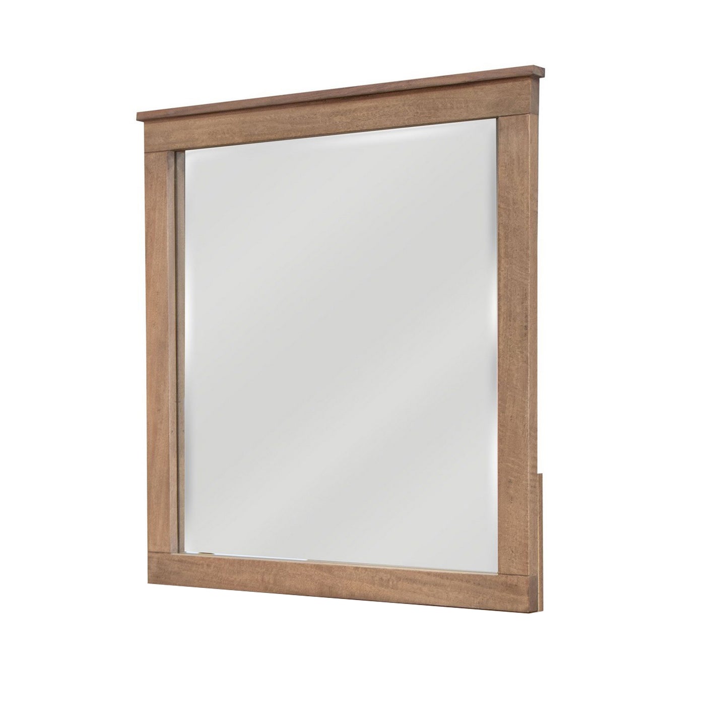 Neuv 33 x 36 Dresser Mirror Square Shape Solid Wood Frame Natural Brown By Casagear Home BM312239