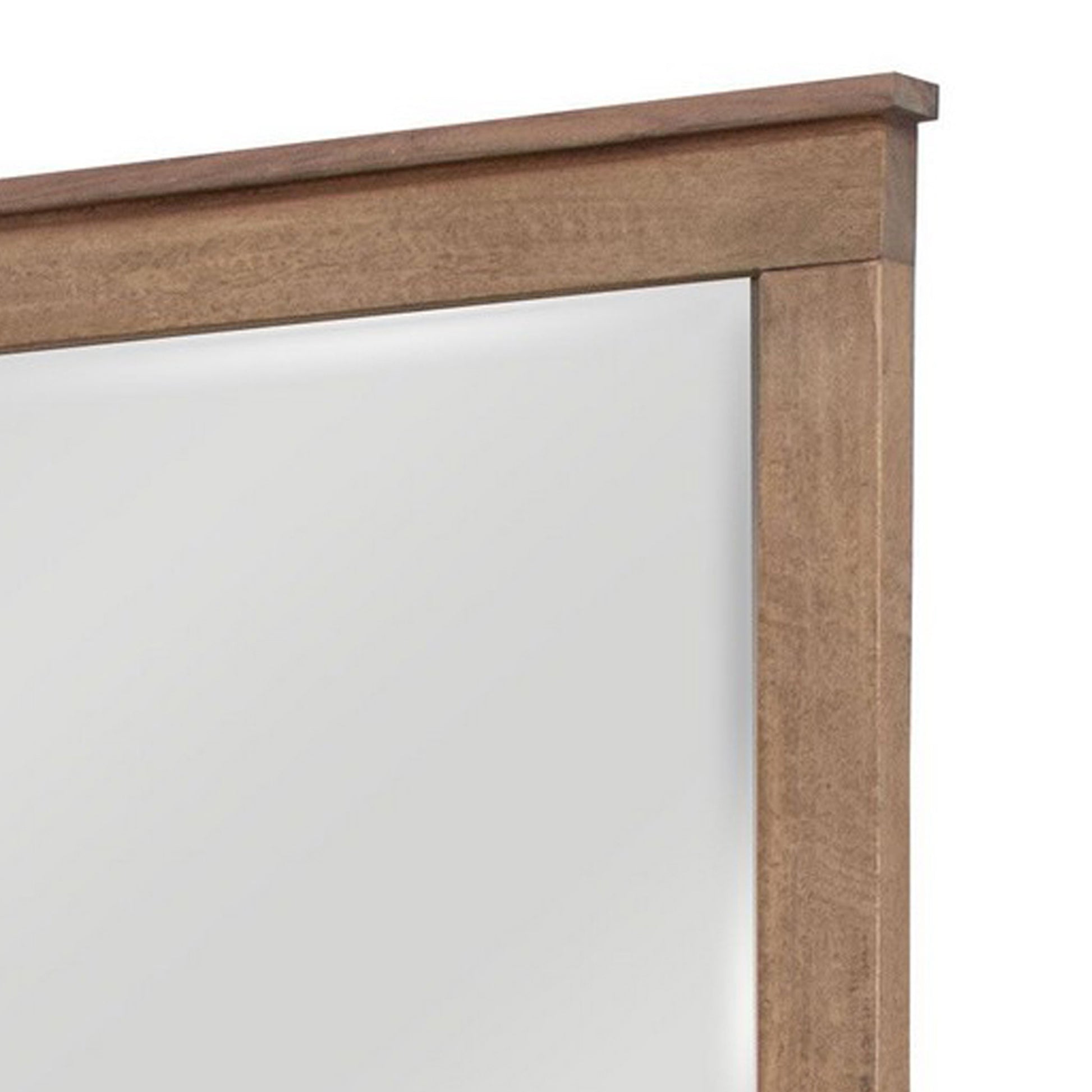 Neuv 33 x 36 Dresser Mirror Square Shape Solid Wood Frame Natural Brown By Casagear Home BM312239