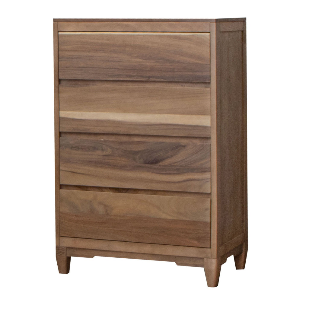 Neuv 53 Inch Tall Dresser Chest 4 Drawers Natural Brown Solid Mango Wood By Casagear Home BM312241