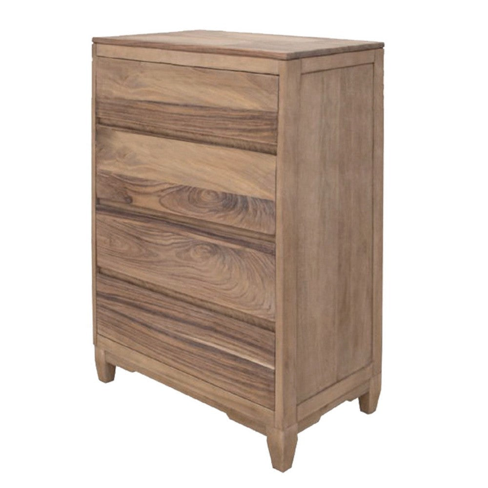 Neuv 53 Inch Tall Dresser Chest 4 Drawers Natural Brown Solid Mango Wood By Casagear Home BM312241
