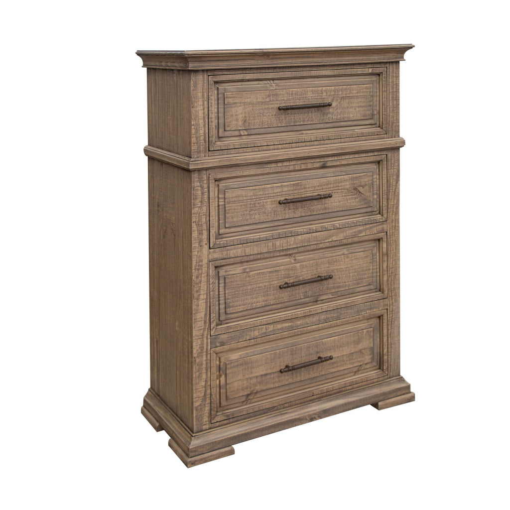 Riel 54 Inch Tall Dresser Chest with 4 Drawers Solid Wood Sandy Brown By Casagear Home BM312242