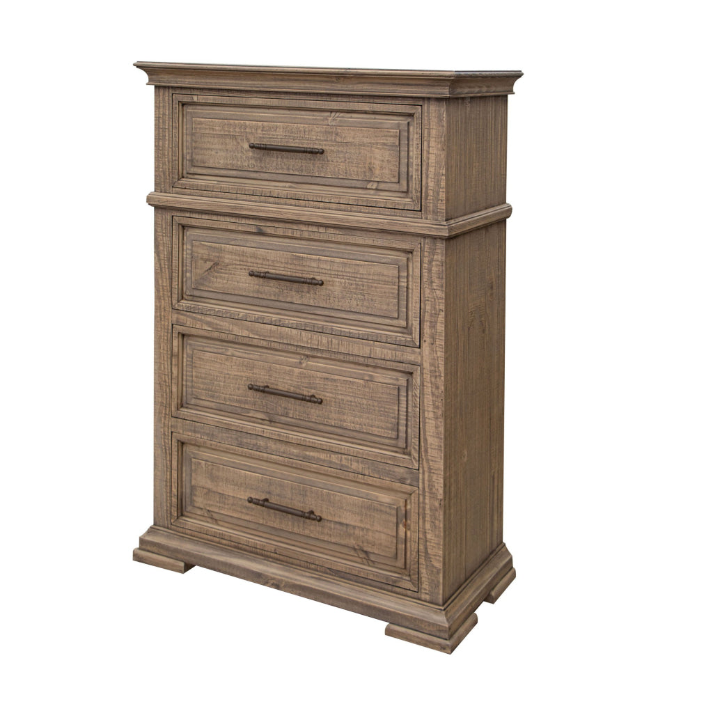 Riel 54 Inch Tall Dresser Chest with 4 Drawers Solid Wood Sandy Brown By Casagear Home BM312242