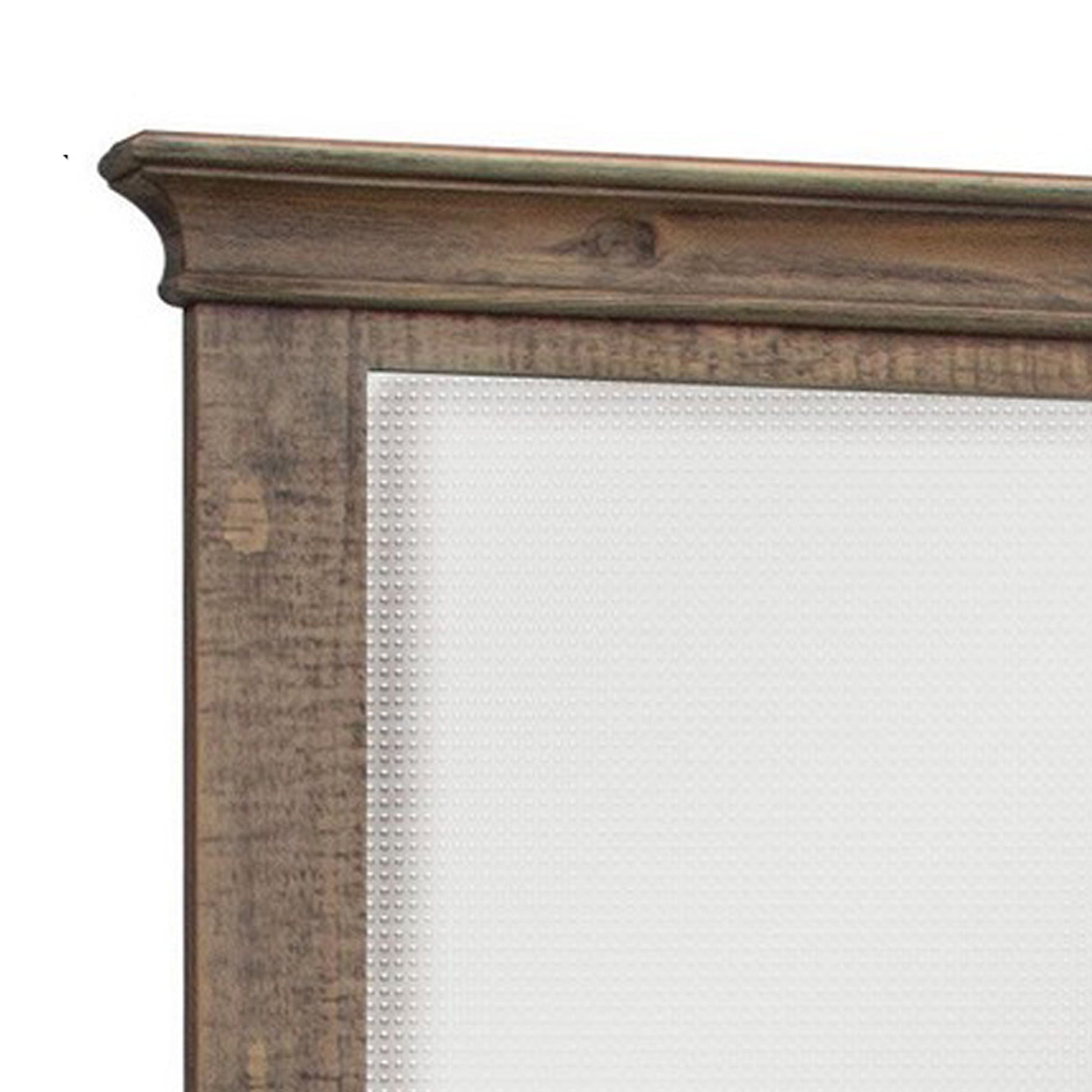 Riel 37 x 42 Dresser Mirror Square Wire Brushed Solid Wood Sandy Brown By Casagear Home BM312244