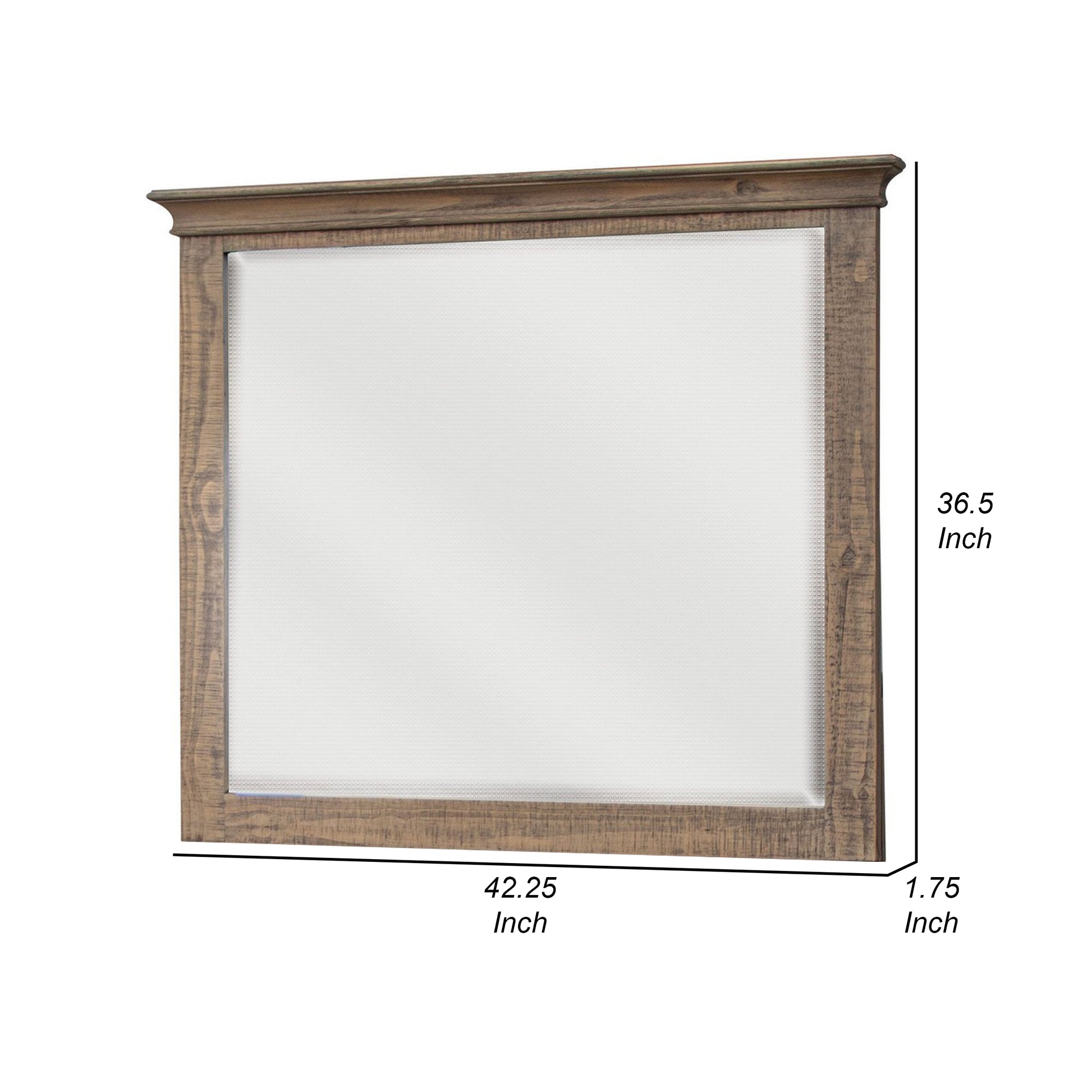 Riel 37 x 42 Dresser Mirror Square Wire Brushed Solid Wood Sandy Brown By Casagear Home BM312244