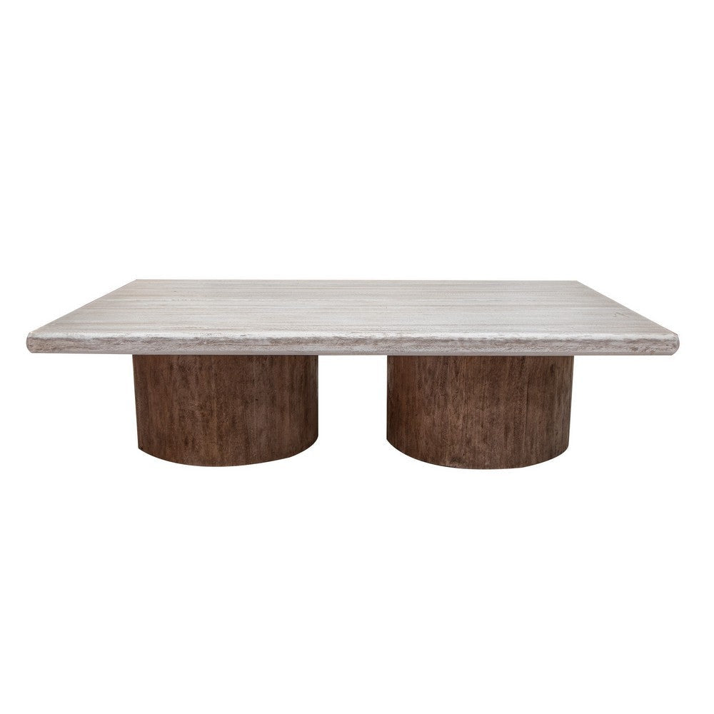 Kohl 67 Inch Cocktail Coffee Table Solid Mango Wood Light Cream Brown By Casagear Home BM312246