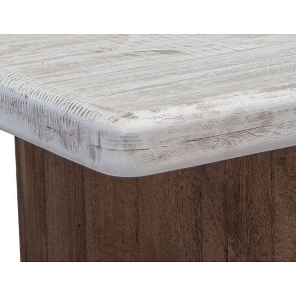 Kohl 45 Inch Cocktail Coffee Table Solid Mango Wood Light Cream Brown By Casagear Home BM312247