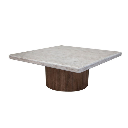 Kohl 45 Inch Cocktail Coffee Table, Solid Mango Wood, Light Cream, Brown By Casagear Home