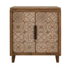 Vera 39 Inch Accent Wine Rack Cabinet 2 Doors Solid Pine Brown Beige By Casagear Home BM312248