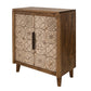 Vera 39 Inch Accent Wine Rack Cabinet 2 Doors Solid Pine Brown Beige By Casagear Home BM312248