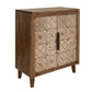 Vera 39 Inch Accent Wine Rack Cabinet 2 Doors Solid Pine Brown Beige By Casagear Home BM312248