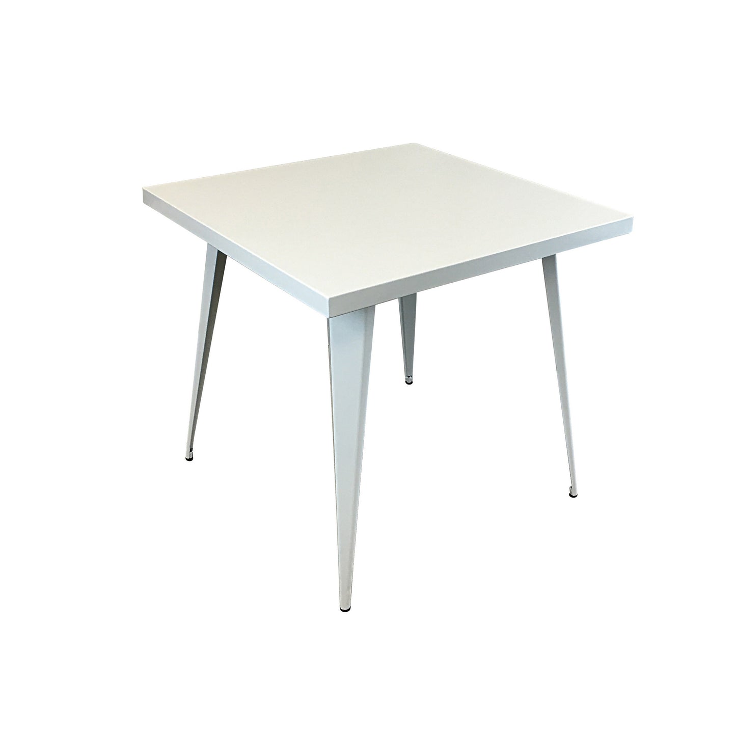 Oran 32 Inch Dining Table Square Metal Top Tapered Legs White Finish By Casagear Home BM312252