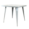 Oran 32 Inch Dining Table, Square Metal Top, Tapered Legs, White Finish By Casagear Home