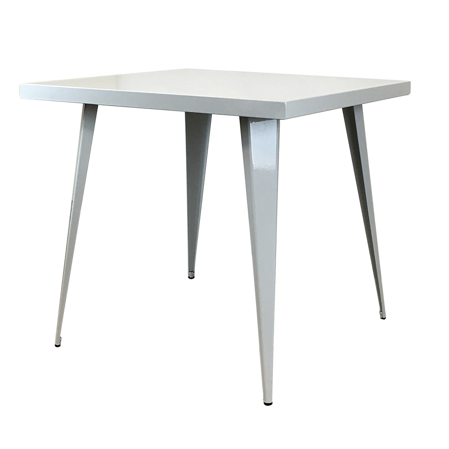 Oran 32 Inch Dining Table, Square Metal Top, Tapered Legs, White Finish By Casagear Home
