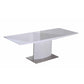 63-87 Inch Extendable Dining Table White Lacquer Top Stainless Steel By Casagear Home BM312255