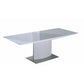 63-87 Inch Extendable Dining Table White Lacquer Top Stainless Steel By Casagear Home BM312255