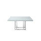 Lucie 59 Inch Dining Table Square Lacquered Glass Top Chrome Base White By Casagear Home BM312257