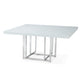 Lucie 59 Inch Dining Table Square Lacquered Glass Top Chrome Base White By Casagear Home BM312257