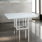 Lucie 59 Inch Dining Table Square Lacquered Glass Top Chrome Base White By Casagear Home BM312257