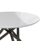 Kimya 47 Inch Dining Table Round Wood Top Angled Steel Legs White Black By Casagear Home BM312259