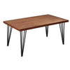 63 Inch Dining Table Brown Rectangular Elm Veneer Top Metal Black Legs By Casagear Home BM312260