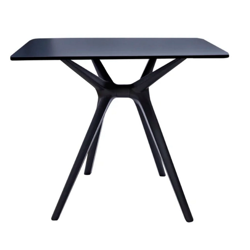 Filia 29 Inch Outdoor Dining Table Rectangular Top Tapered Legs Black By Casagear Home BM312261