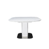 47-63 Inch Extendable Dining Table Beveled Edge White Glass Steel Base By Casagear Home BM312263